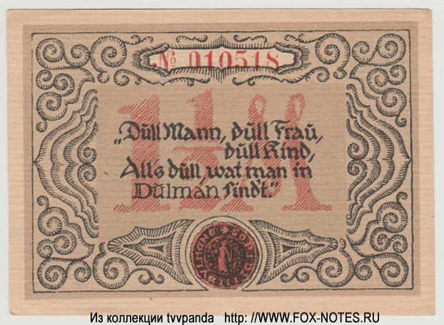 Stadt Dülmen 1 1/2 Mark 1921 