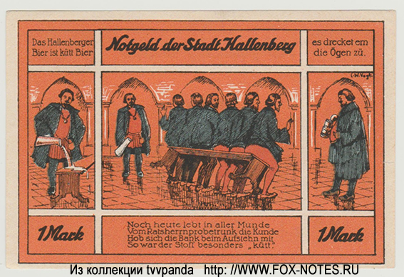 Notgeld der Stadt Hallenberg. 1 Mark. 1. August 1921.