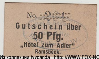 "Hotel zum Adler" Ramsbeck 50 Pfennig