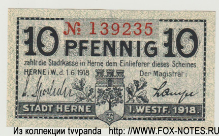 Stadt Herne 10 Pfennig 1918