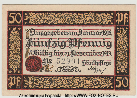 Kriegsnotgeld der Stadt Rottweil. 50 Pfennig 1918. 