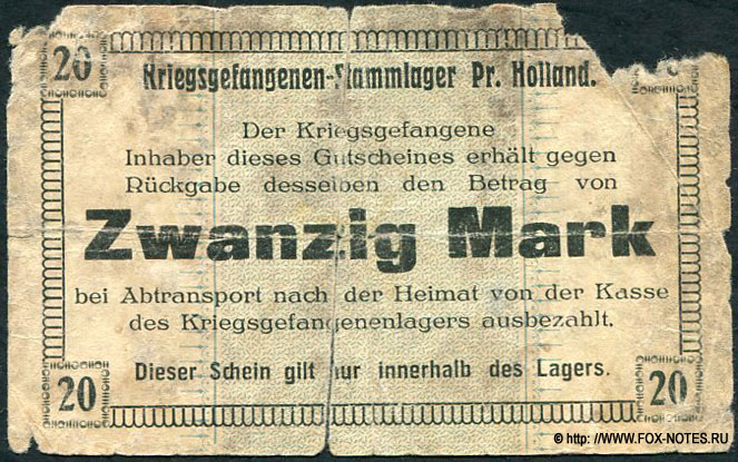 Preussisch Holland Kriegsgefangenen-Stammlager 20 Mark