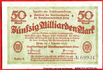 Bezirksverband der Amtshauptmannschaft Pirna 50 Milliarden Mark. 1923.