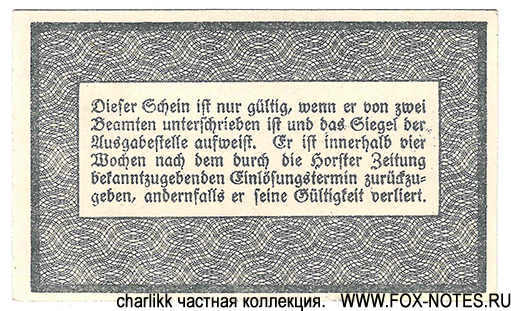 Gemeinde Horst-Emscher Kriegs-Notgeld. 10 Pfennig. 1. Mai 1917.