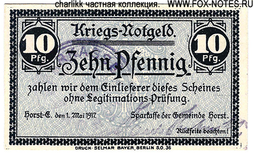 Gemeinde Horst-Emscher Kriegs-Notgeld. 10 Pfennig. 1. Mai 1917.