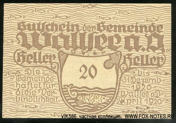 Gutschein der Gemeinde Wallsee a. D. 20 heller April 1920 - 31.12.1920 