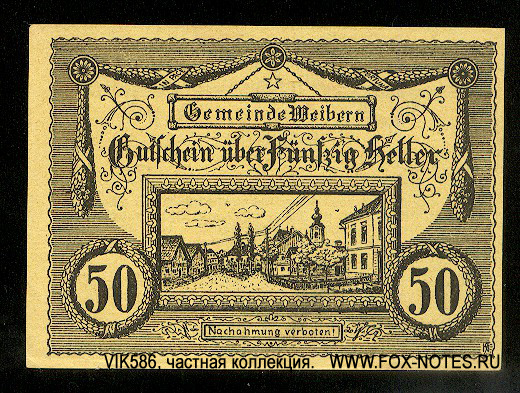 Gemeinde Weibern (Oberösterreich) 50 Heller 1920