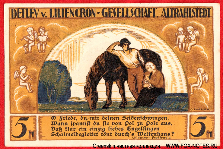 Detlev v. Liliencron Gesellschaft, Altrahlstedt 5 Mark 1922