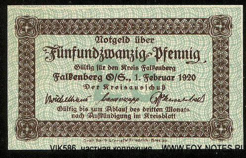 Kreis Falkenberg O.S. 25 Pfennig 1920