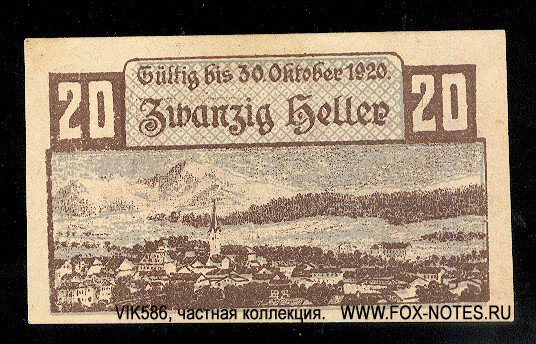 Gutschein der Marktgemeinde Windischgarsten. 20 Pfennig. 1920. Gültig bis 30. Oktober 1920.