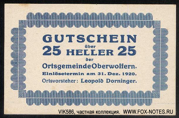 Ortsgemeinde Oberwolfern 25 Heller 1920