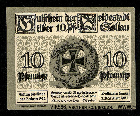 Spar-und Darlehnsverein Soltau 10 Pfennig 1921