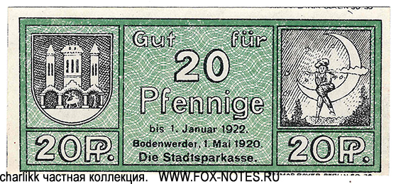 Sparkasse der Stadt Bodenwerder 20 Pfennig 1920