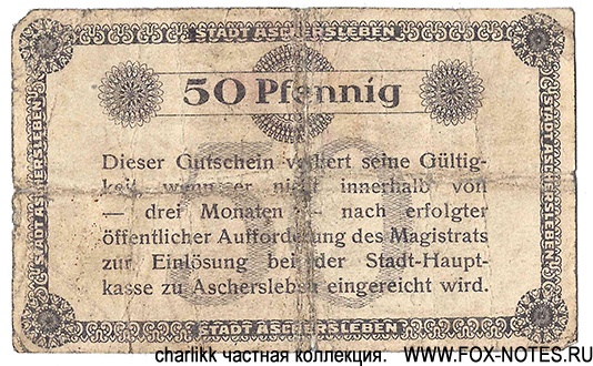 Stadt Aschersleben 50 Pfennig 1917