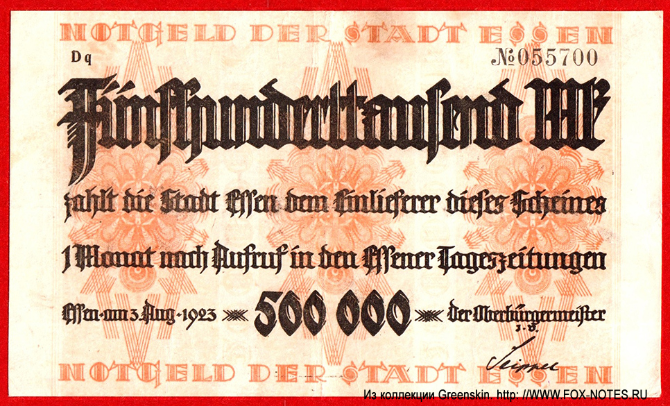 Notgeld der Stadt Essen 500000 Mark 1923