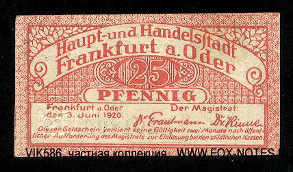 Stadt Frankfurt (Oder) 25 Pfennig 1920