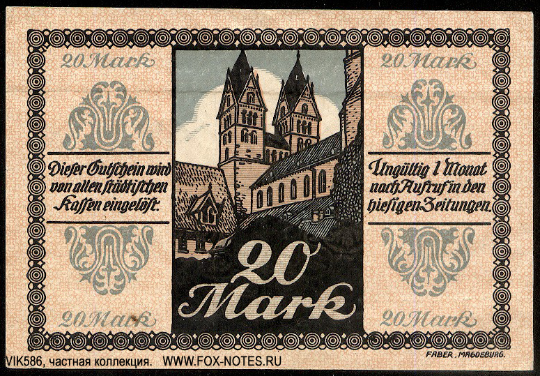 Stadt Halberstadt 20 Mark 1918 