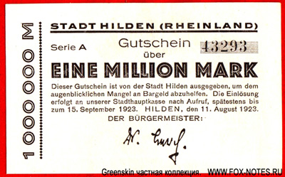 Stadt Hilden (Rheinland) 1 Million Mark 1923