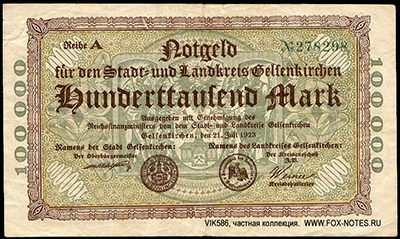 Stadt und Landkreis Gelsenkirchen 100000 Mark 1923
