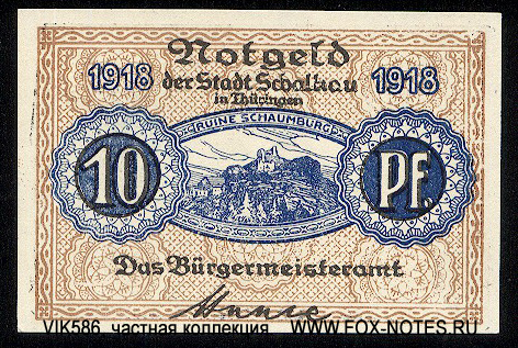 Notgeld der Stadt Schalkau 10 Pfennig 1918.