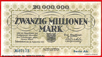 Stadt Schweinfurt 20 Millionen Mark 1923