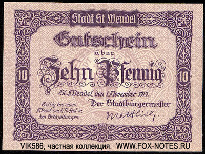 Stadt St. Wendel 10 Pfennig 1919