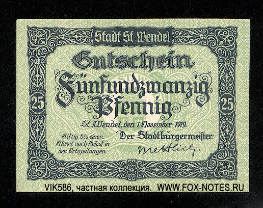 Stadt St. Wendel 25 Pfennig 1919