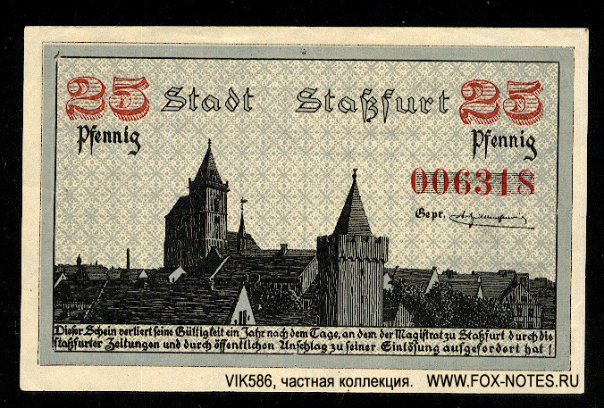 Stadt Staßfurt 25 Pfennig 1918