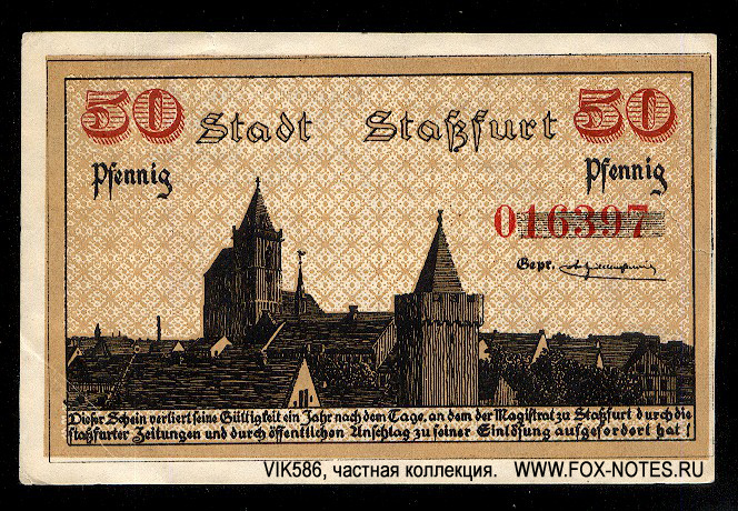 Stadt Staßfurt 50 Pfennig 1918