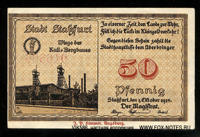 Stadt Staßfurt 50 Pfennig 1918