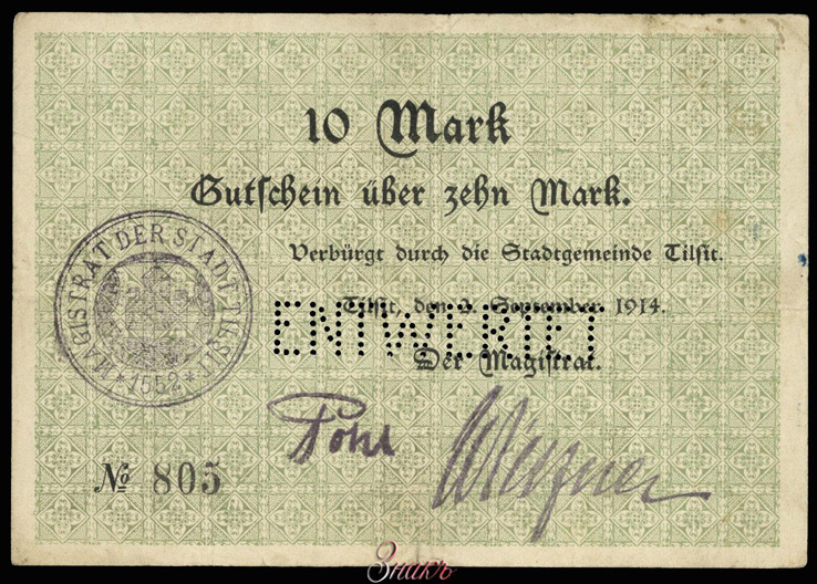 Stadt Tilsit. 10 Mark. 1914