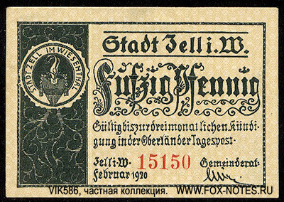 Stadt Zell 50 Pfennig 1920