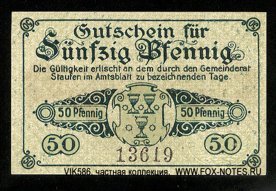 Stadtgemeinde Staufen im Breisgau 50 Pfennig 1918