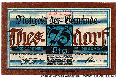 Notgeld der Gemeinde Thesdorf. 75 Pfennig 1921.