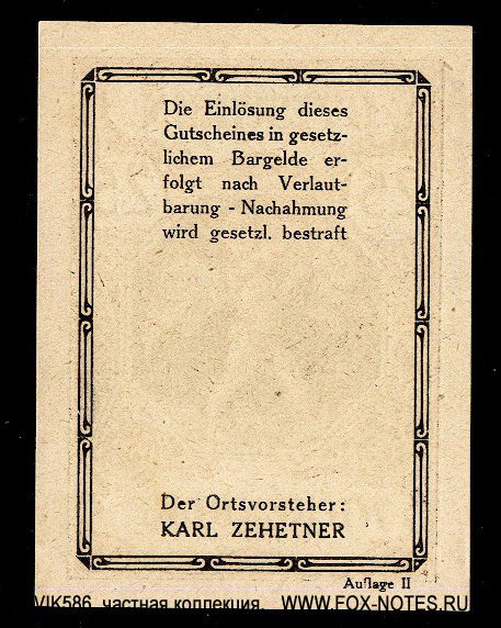 WICKENDORF OBER-OESTER 25 Heller Gutschein. Auflage II.