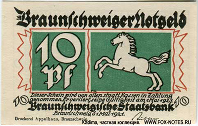 Braunschweiger Notgeld. 10 Pfennig 1921