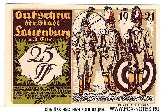 Sparkasse der Stadt Lauenburg a. d. Elbe 25 Pfennig 1921