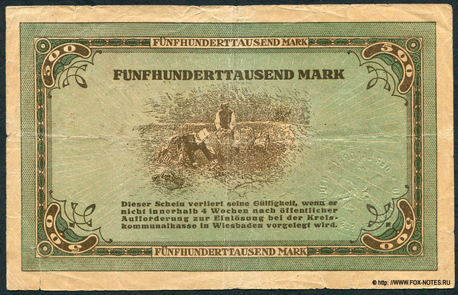 Stadt Wiesbaden 500 Tausend Mark 1923