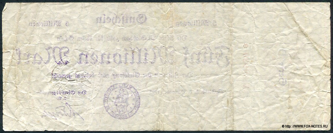 Stadt München-Gladbach 5 Millionen Mark 1923