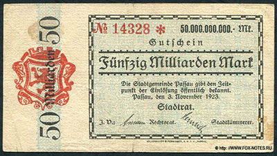 Stadtrat Passau. 50 Milliarden. 3. November 1923