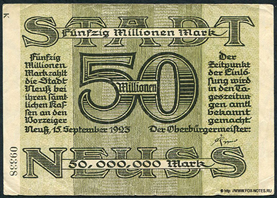 Stadt Neuss 50 Millionen Mark 1923