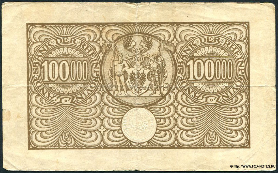 Landesbank der Rheinprovinz 100000 Mark 1923