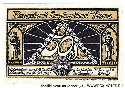 Bergstadt Lautenthal i. Harz 50 Pfennig 1921