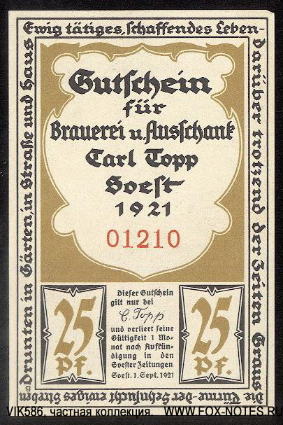 Brauerei Carl Topp 25 Pfennig 1921