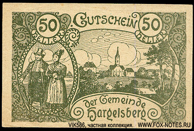 Gutschein der Gemeinde Hargelsberg. 50 Heller 13. Juni 1920.