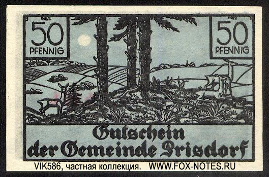 Gutschein der Gemeinde Prisdorf 50 Pfennig 1921.
