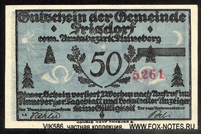 Gemeinde Prisdorf 50 Pfennig 1921.