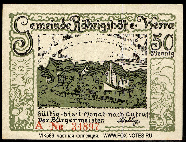 Gemeinde Röhrigshöfe e. Werra 50 Pfennig 1922
