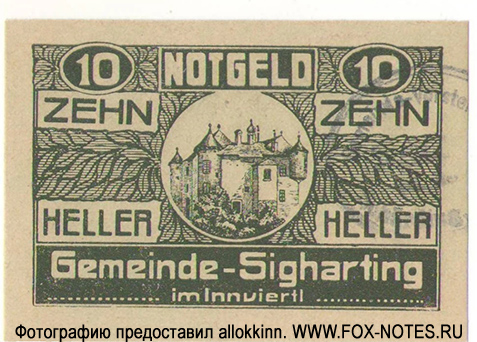 Gemeinde Sigharting 10 Heller 1920