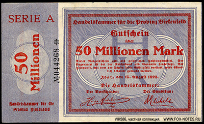 Handelskammer für die Provinz Birkenfeld 50 Millionen Mark 1923
